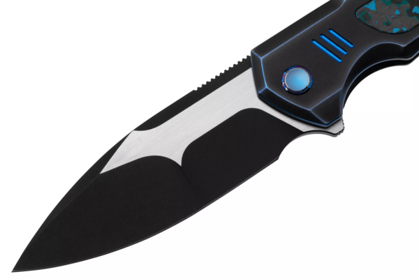 WE Blue / Black Titanium Handle With Arctic Storm Fat Carbon Fiber Inlay Black Stonewashed Vanax Bla - KNIFESTOCK