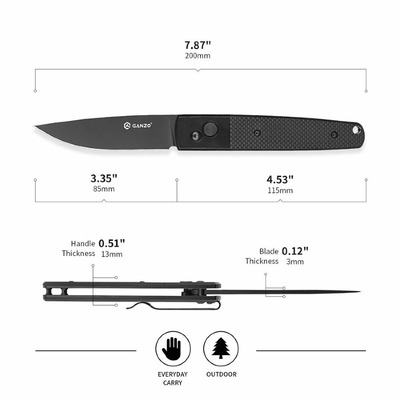 Knife Ganzo G721B-BK - KNIFESTOCK