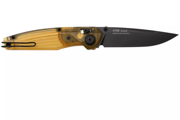 ANV Knives A100 Ultem BB, DLC black, Plain edge, Ultem natural - KNIFESTOCK