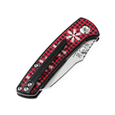 Kansept Little Main Street 154CM Plaid Red and Black G10 with Snowflake Print T2015AC - KNIFESTOCK