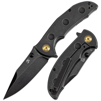 KANSEPT Rei Black Stonewashed CPM-20CV Black Stonewashed Titanium Handles K1061A1 - KNIFESTOCK