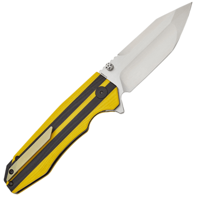 Petrified Fish PFP08 Mocado Satin K110 Sárga &amp; Fekete G10 PFP08YS - KNIFESTOCK