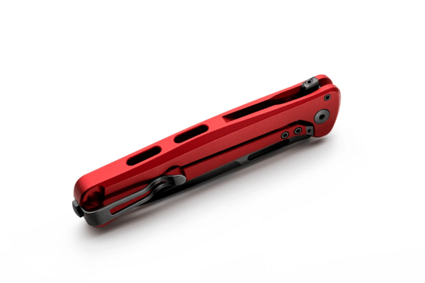 Lionsteel Solid RED Aluminum knife, MagnaCut blade OLD BLACK, Black Canvas inlay  SK01A RB - KNIFESTOCK