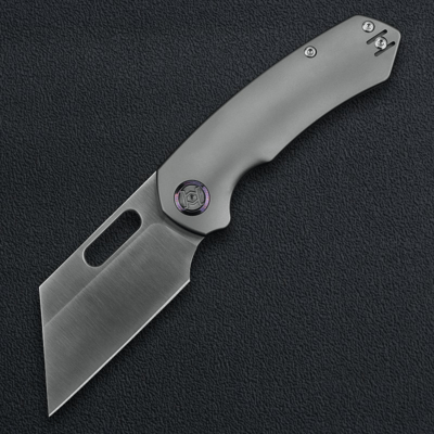 Kunwu Primo Satin VANCRON TC4 Titanium Beadblast Grey handle K710T-1A - KNIFESTOCK