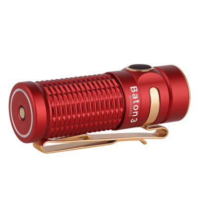 Olight Baton 3 Rechargeable Flashlight (Red, 1200 Lumens) - KNIFESTOCK