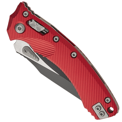 Microtech AMPHIBIAN RAM-LOK S/E BLACK PART SERRATE FLUTED ALUMINUM RED 137RL-2FLRD - KNIFESTOCK
