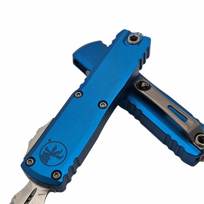 Microtech UTX-85 GEN III D/E STONEWASH PART SERRATE BLUE 1232-11BL - KNIFESTOCK