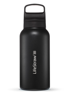 LifeStraw Go 2.0 Stainless Steel Water Filter Bottle 1L Black LGV41SBKWW - KNIFESTOCK