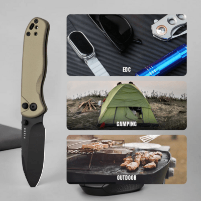 Kizer Drop Bear 2 | Nitro-V | Tan &amp; Aluminum - KNIFESTOCK