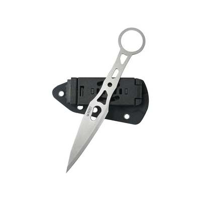 KUBEY Kunai Stonewashed 14C28N Blade Skeletonized HandleKydex Sheath with a Tek-Lok KU401 - KNIFESTOCK