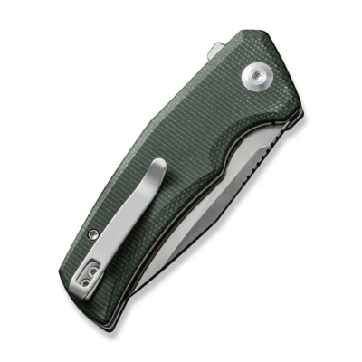 CIVIVI Regulatron Green Canvas Micarta HandleSatin Finished Nitro-V BladeLiner - KNIFESTOCK