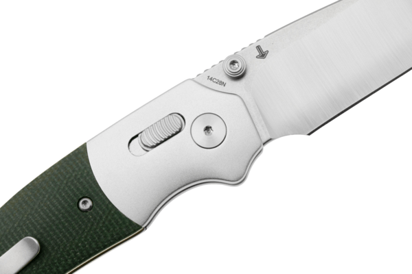 QSP Knife Vault 14C28N, stonewashed Anodized aluminium bolsters, Green micarta QS157-B1 - KNIFESTOCK