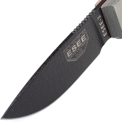 Couteau de survie ESEE Knives Modèle 3 lame noire, manche gris 3P-KO sans étui - KNIFESTOCK