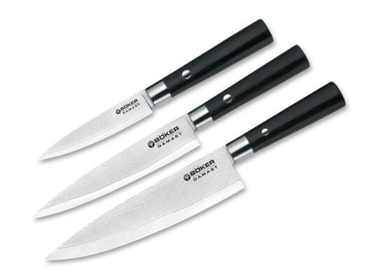 Böker Manufaktur 130420SET Set Kochmesser 3 st. Schwarz - KNIFESTOCK