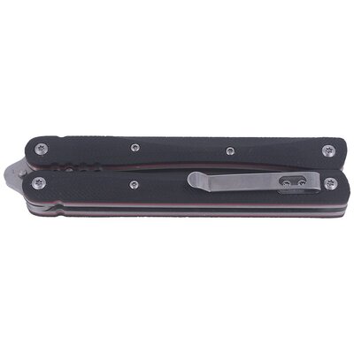 BLACK FOX Balisong, Lame 440 Satinée, Manches G10, BF-501 - KNIFESTOCK