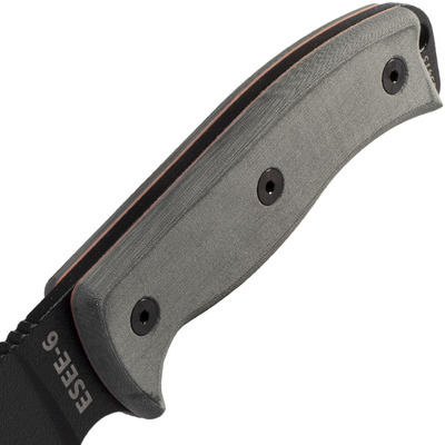 ESEE Knives Model 6 black blade, grey handle 6P-B with black sheath + belt clip - KNIFESTOCK