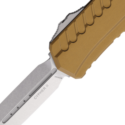 Microtech CYPHER II D/E STONEWASHED STANDARD TAN 1242-10TA - KNIFESTOCK