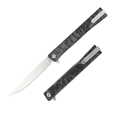 Ocaso Solstice Engraved Titanium + Satin / Topo Pattern 10ETS - KNIFESTOCK