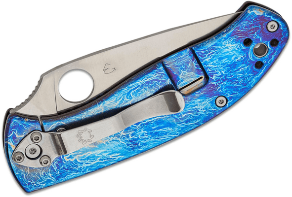 Spyderco TENACIOUS BLUE TI D2 PLAINEDGE - KNIFESTOCK