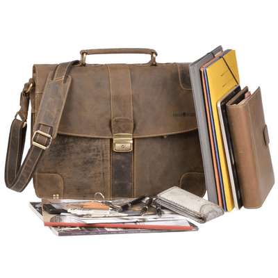 GreenBurry Vintage Leather BriefcaseAntique brown 38x30cm - KNIFESTOCK