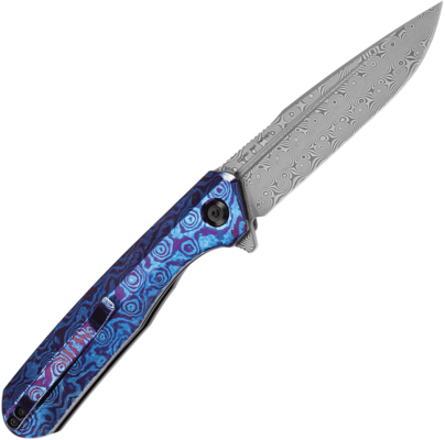 Kansept Qilin Damascus, Timascus with Blue Damascus handles K1047A4 - KNIFESTOCK