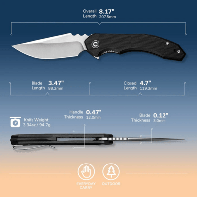 Civivi Bluetick Black G10 HandleSatin Finished 14C28N BladeNested Liner Lock C23050-1 - KNIFESTOCK