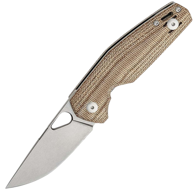 Giant Mouse Ace Nimbus V2, (New) Natural Canvas Rounded Scales / Tumbled Elmax Blade / Bronze Washer - KNIFESTOCK