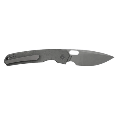 Vosteed Psyop Elmax Acid Etched &amp; Stonewashed,Dim Gray Titanium - KNIFESTOCK