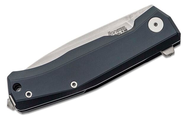 Lionsteel Myto Folding knife STONE WASHED M390 blade, BLACK aluminum handle MT01A BS - KNIFESTOCK