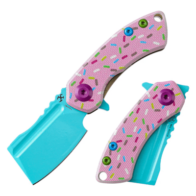 Kansept Mini Korvid Light Blue Coating 154CM G10 with Pink Donut Print T3030B1 - KNIFESTOCK