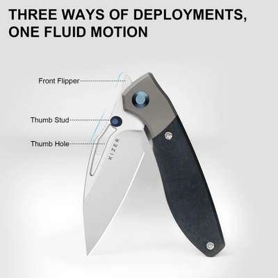 Kizer Shrike S45VN,Stonewashed,Titanium &amp; Richlite® - KNIFESTOCK