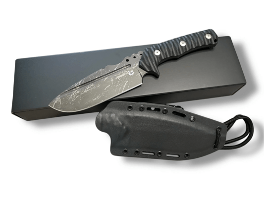 Fox/Wander Tactical Uro fixed Blade stainless steel Niolox Acid washed Blade, G10 black Handle - KNIFESTOCK