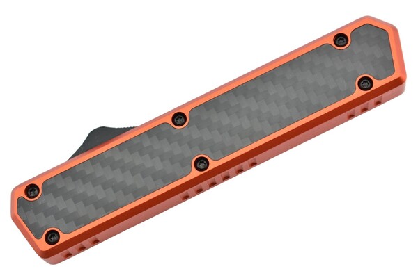 Golgoth G11C5 Orange. Couteau automatique OTF lame acier D2 manche aluminium orange et fibre de carb - KNIFESTOCK