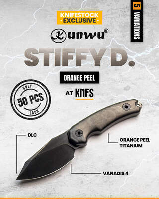 Kunwu STIFFY D. KNFS Limited Edition 50pcs VANADIS 4 DLC + DLC Orange Peel Titanium - KNIFESTOCK
