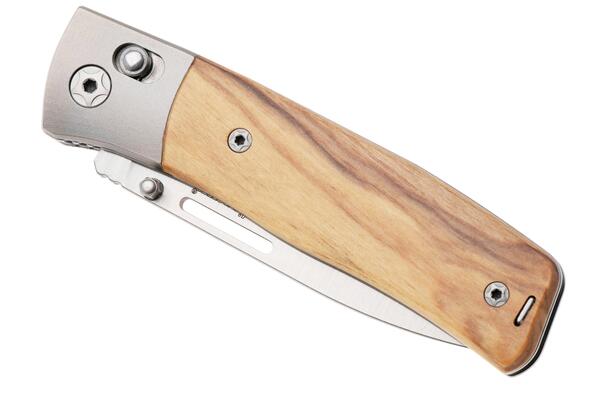 LionSteel NINI Folding knife M390 satin blade, Ti BOLSTER, OLIVE wood handle NN2 UL - KNIFESTOCK