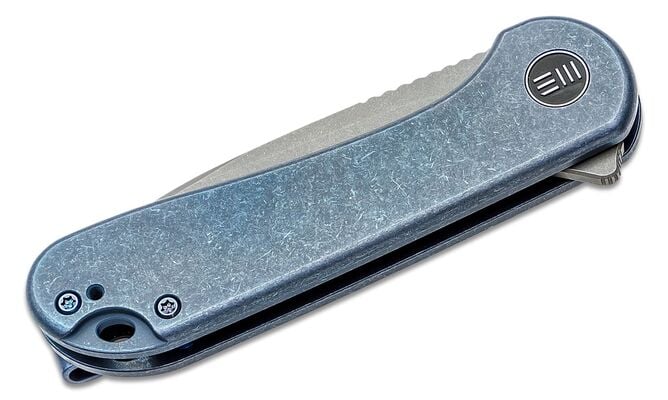 WE KNIFE Elementum Gray Stonewashed/Blue Ti WE18062X-2 - KNIFESTOCK