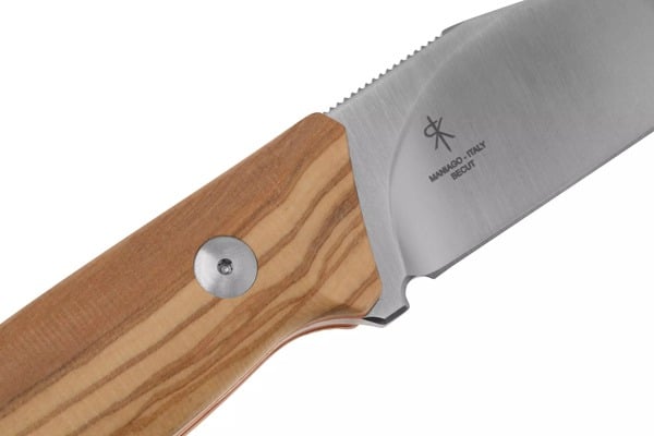 Fox-Knives Ejector Fixed Knife Stainless Steel Becut Satin Blade, Olive Wood Handle FX-663 OL - KNIFESTOCK