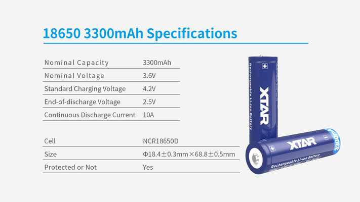Xtar 18650 3300mAh-XTAR 3300mAh 18650 rechargeable battery - KNIFESTOCK