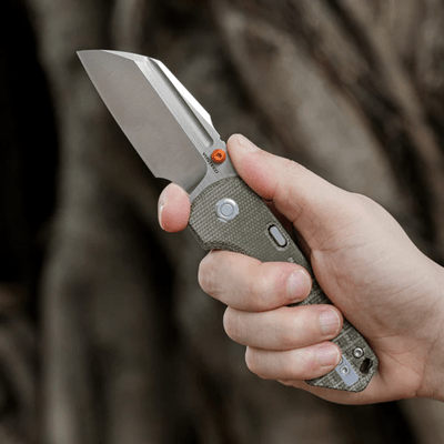 Vosteed Hedgehog S35VN Satin &amp; Brushed,Olive Green Micarta - KNIFESTOCK