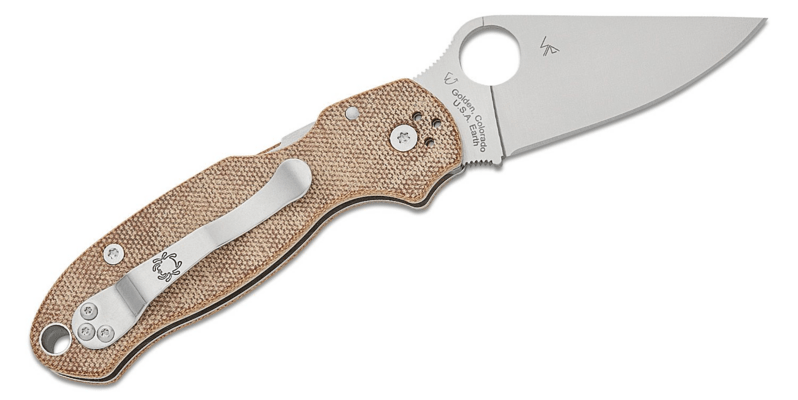 Spyderco Para 3 Brown Canvas Micarta CPM CRU-WEAR Reveal 14 C223MPCW - KNIFESTOCK