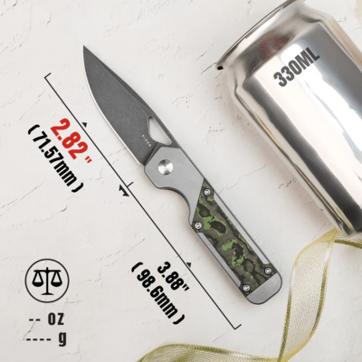 Kizer Frame Lock Mini Militaw Jonathan Styles S45VN Titanium+Jungle Wear Carbon Fiber Ki3634SA2 - KNIFESTOCK