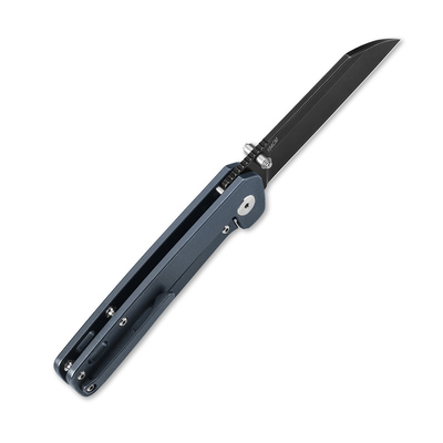 QSP Knife Penguin, Black Stonewash 154CM Blade, Blue Titanium Handle QS130-S - KNIFESTOCK