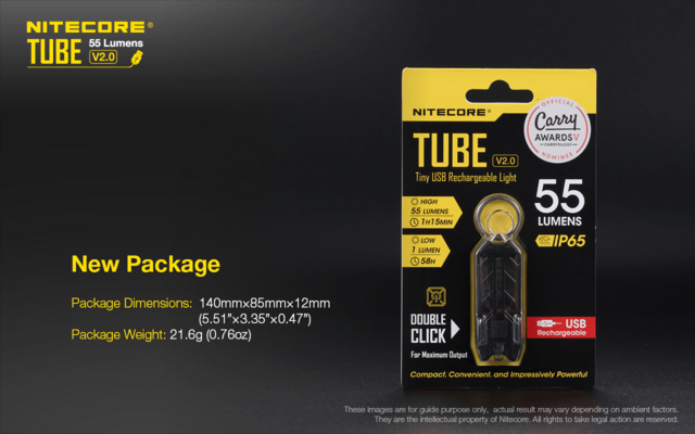 Nitecore Key-chain Light TUBE V2.0 BLACK - KNIFESTOCK