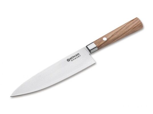 Böker Manufaktur 130439DAM Damast Olive Kochmesser Klein Lemn - KNIFESTOCK