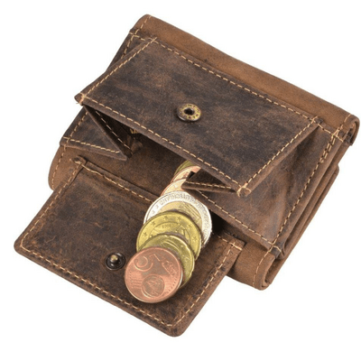 GreenBurry Vintage Leather Wallet Antique brown 9x7cm - KNIFESTOCK