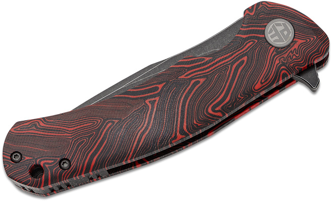 Petrified Fish PF949 Warrior Black Stonewash K110 Red Gmascus G10 PF949R - KNIFESTOCK