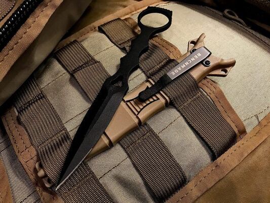 BENCHMADE Mini SOCP Dagger, 440C SS Black Blade, Black Molded Sheath 177BK - KNIFESTOCK