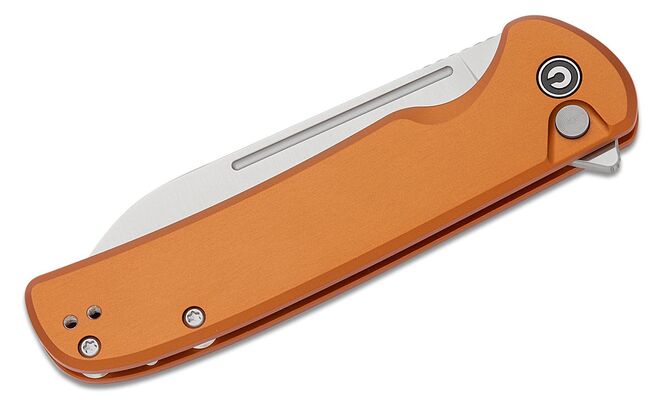 CIVIVI Orange Aluminum Handle Satin Finished 14C28N Blade Button Lock C20022B-2 - KNIFESTOCK