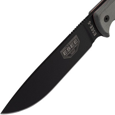 ESEE Knives Model 6 černá čepel, šedá rukojeť 6P-B s černým pouzdrem + klip na opasek - KNIFESTOCK