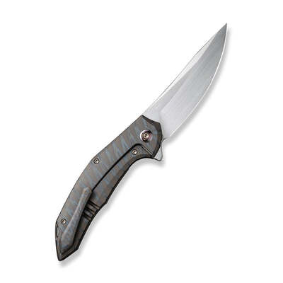 WE Merata Tiger Stripe Pattern Flamed Titanium Handle Hand Rubbed Satin CPM 20CV Blade WE22008A-3 - KNIFESTOCK